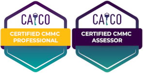 Certified CMMC Professional & Assessor badges